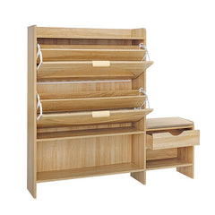 Bellemave® 47.2" Shoe Storage Cabinet Rattan With 2 Flip Drawers, Storage Drawer and Bench - Bellemave