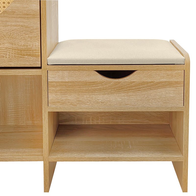 Bellemave® 47.2" Shoe Storage Cabinet Rattan With 2 Flip Drawers, Storage Drawer and Bench - Bellemave