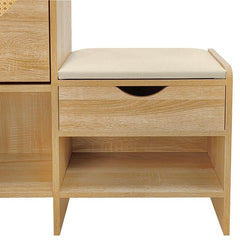 Bellemave® 47.2" Shoe Storage Cabinet Rattan With 2 Flip Drawers, Storage Drawer and Bench - Bellemave