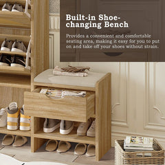 Bellemave® 47.2" Shoe Storage Cabinet Rattan With 2 Flip Drawers, Storage Drawer and Bench - Bellemave