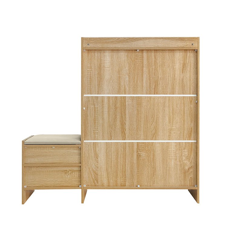 Bellemave® 47.2" Shoe Storage Cabinet Rattan With 2 Flip Drawers, Storage Drawer and Bench - Bellemave