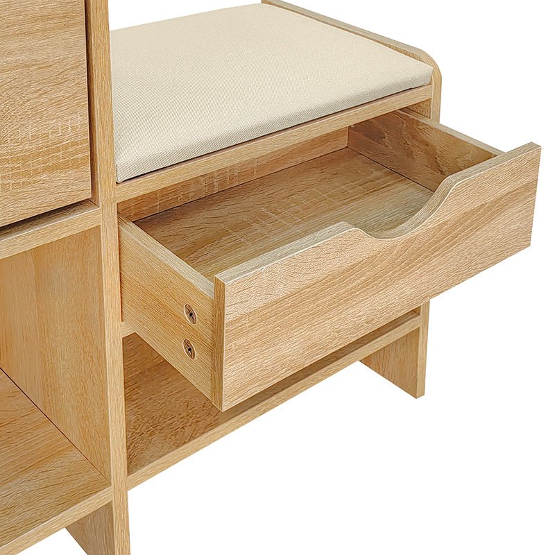Bellemave® 47.2" Shoe Storage Cabinet Rattan With 2 Flip Drawers, Storage Drawer and Bench - Bellemave