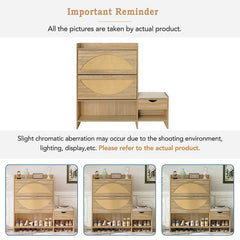 Bellemave® 47.2" Shoe Storage Cabinet Rattan With 2 Flip Drawers, Storage Drawer and Bench - Bellemave