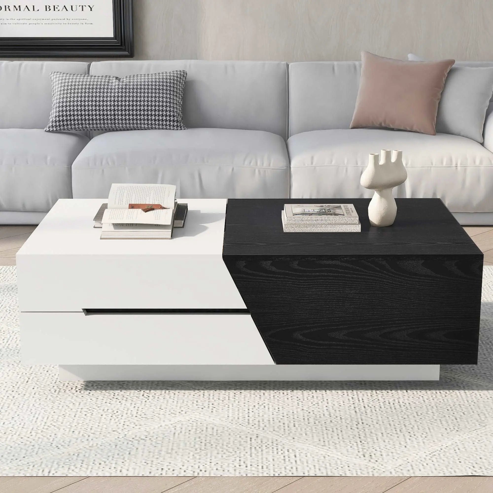 Bellemave® 47.24" Modern Extendable Sliding Top Coffee Table with Storage - Bellemave