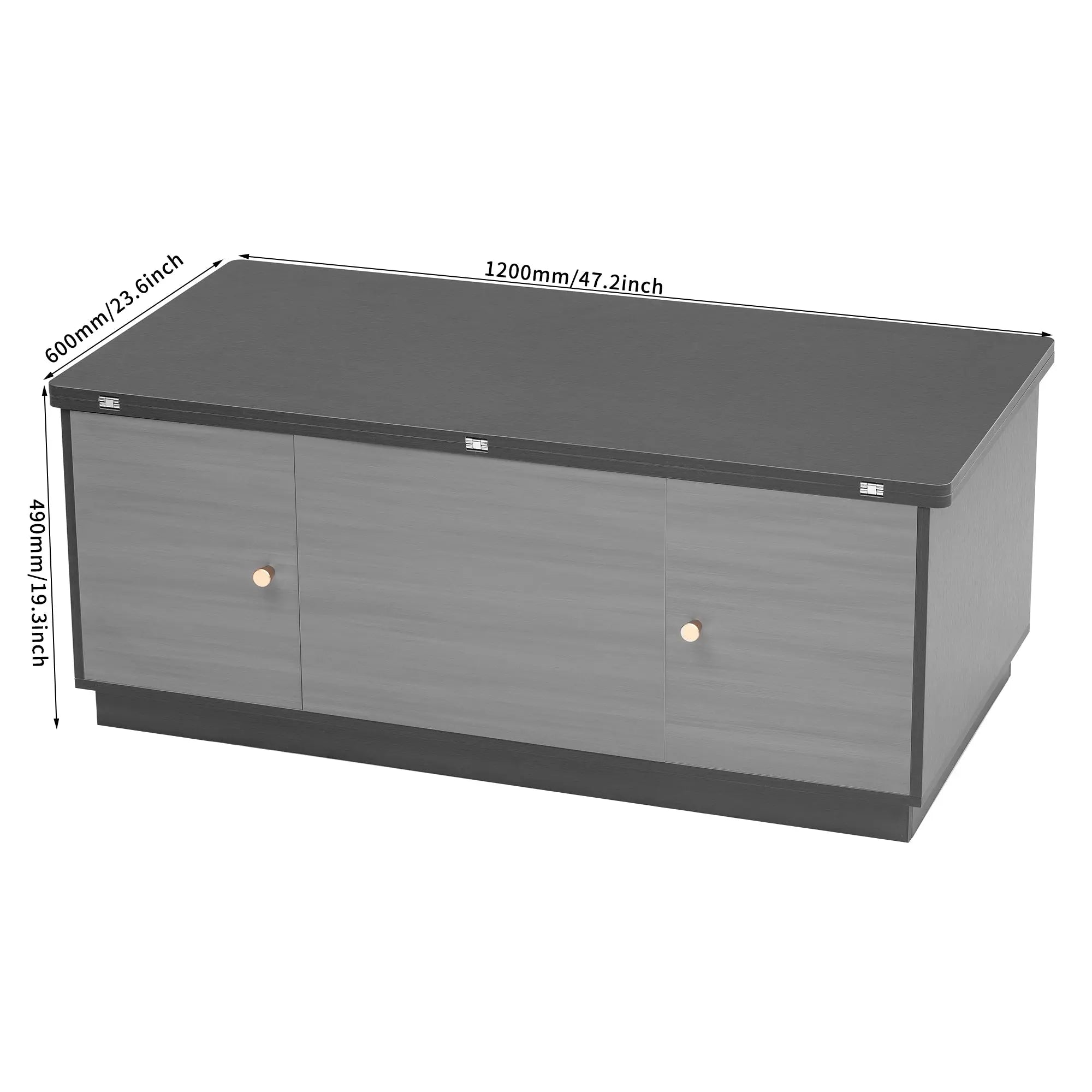 Bellemave® 47.24" Modern Gray Multi - functional Rectangle Lift - top Coffee Table Extendable with Storage - Bellemave