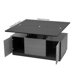 Bellemave® 47.24" Modern Gray Multi - functional Rectangle Lift - top Coffee Table Extendable with Storage - Bellemave