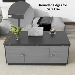 Bellemave® 47.24" Modern Gray Multi - functional Rectangle Lift - top Coffee Table Extendable with Storage - Bellemave