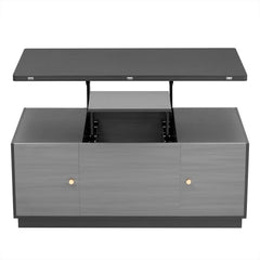 Bellemave® 47.24" Modern Gray Multi - functional Rectangle Lift - top Coffee Table Extendable with Storage - Bellemave