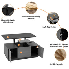 Bellemave® 47.24" Modern Gray Multi - functional Rectangle Lift - top Coffee Table Extendable with Storage - Bellemave