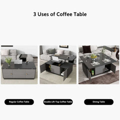 Bellemave® 47.24" Modern Gray Multi - functional Rectangle Lift - top Coffee Table Extendable with Storage - Bellemave