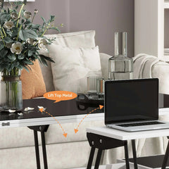 Bellemave® 47.24" Modern White Lift Top Glass Coffee Table with Drawers & Storage Multifunction Table - Bellemave