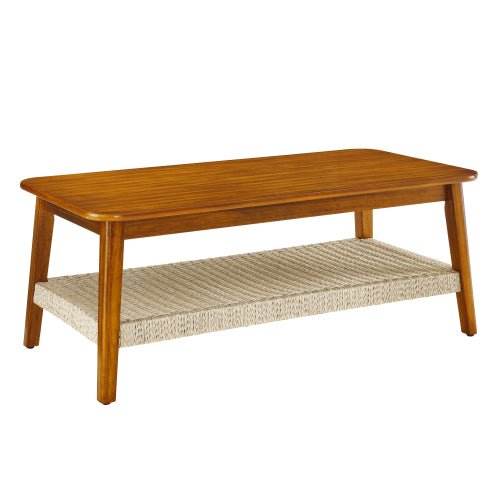 Bellemave® 47.25" Mid - Century Coffee Table with Woven Shelf - Bellemave