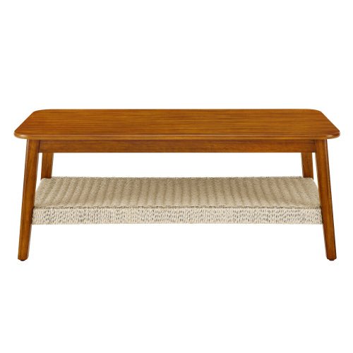 Bellemave® 47.25" Mid - Century Coffee Table with Woven Shelf - Bellemave