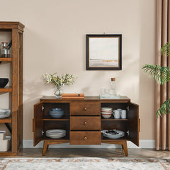Bellemave® 47.3" Mid Century Modern Sideboard Buffet Cabinet with 2 Doors and 3 Drawers - Bellemave