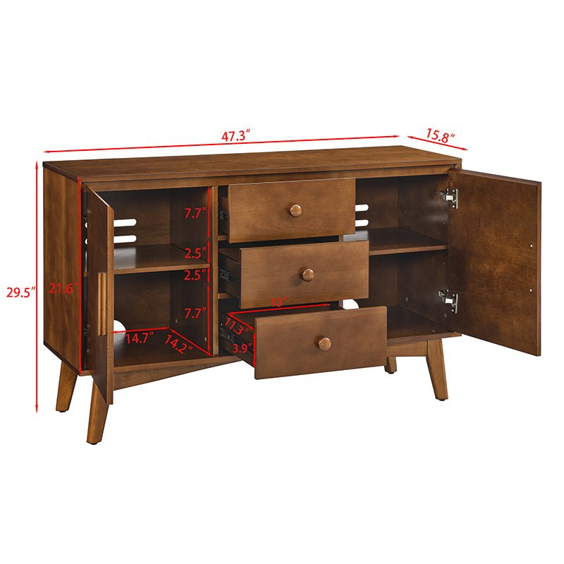 Bellemave® 47.3" Mid Century Modern Sideboard Buffet Cabinet with 2 Doors and 3 Drawers - Bellemave