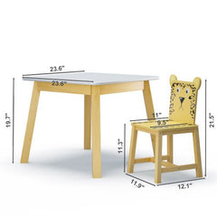 Bellemave® 5 Piece Cartoon Animals Kids Wood Table with 4 Chairs Set - Bellemave