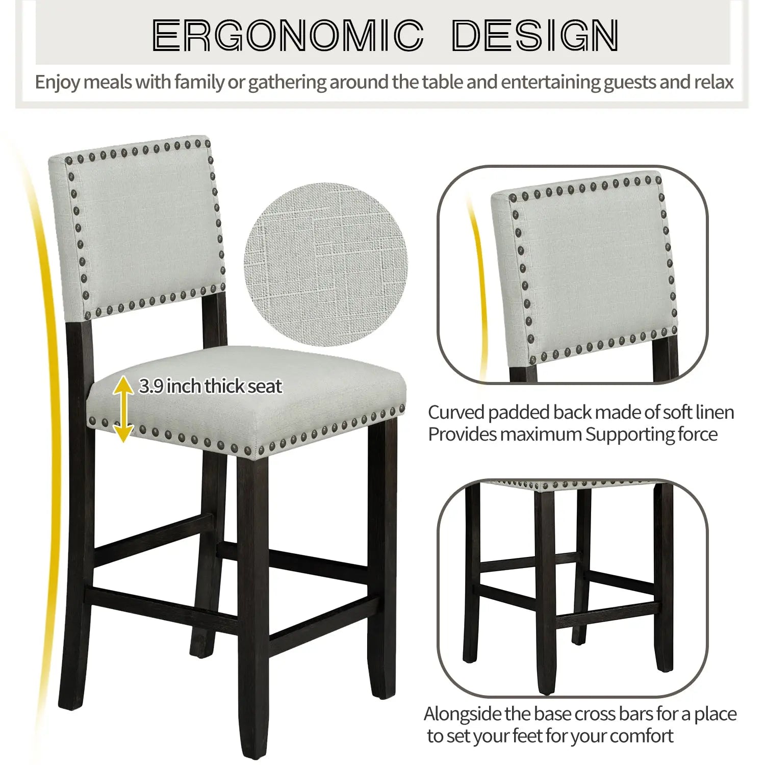 Bellemave® 5 - Piece Counter Height Dining Set, Classic Elegant Table and 4 Chairs - Bellemave