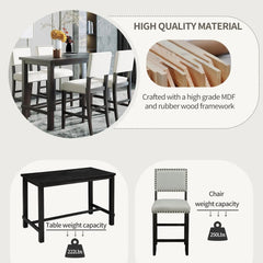 Bellemave® 5 - Piece Counter Height Dining Set, Classic Elegant Table and 4 Chairs - Bellemave