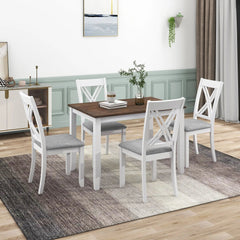 Bellemave® 5 - Piece Minimalist Wood Dining Table Set with 4 X - Back Chairs - Bellemave