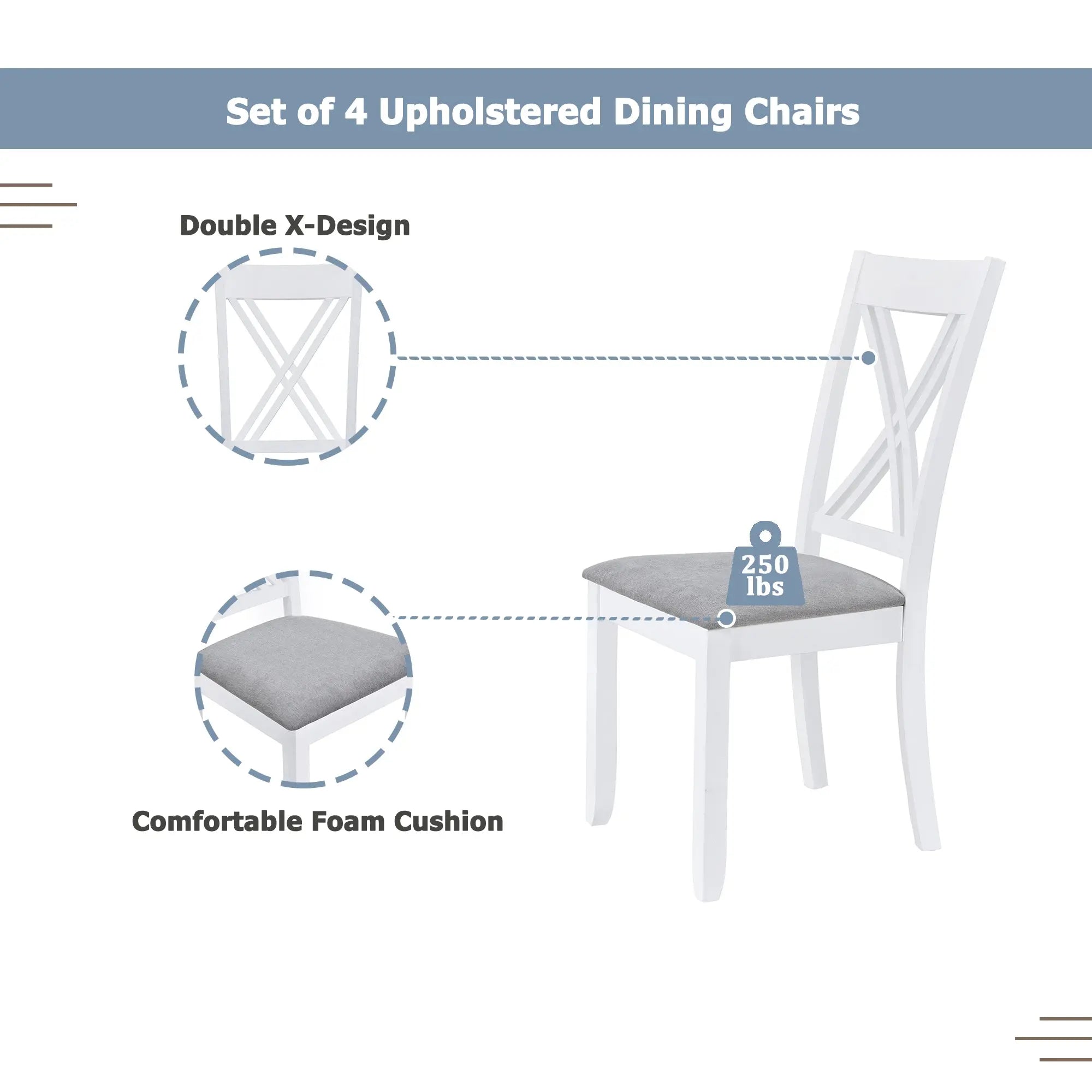 Bellemave® 5 - Piece Minimalist Wood Dining Table Set with 4 X - Back Chairs - Bellemave