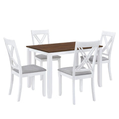 Bellemave® 5 - Piece Minimalist Wood Dining Table Set with 4 X - Back Chairs - Bellemave