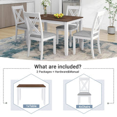 Bellemave® 5 - Piece Minimalist Wood Dining Table Set with 4 X - Back Chairs - Bellemave