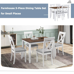 Bellemave® 5 - Piece Minimalist Wood Dining Table Set with 4 X - Back Chairs - Bellemave