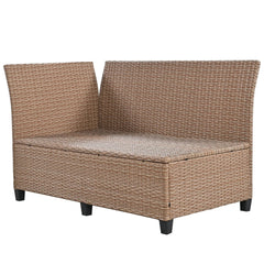 Bellemave® 5 - Piece Outdoor Patio Rattan Sofa Set with 2 Extendable Side Tables, Dining Table and Washable Covers - Bellemave