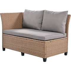Bellemave® 5 - Piece Outdoor Patio Rattan Sofa Set with 2 Extendable Side Tables, Dining Table and Washable Covers - Bellemave