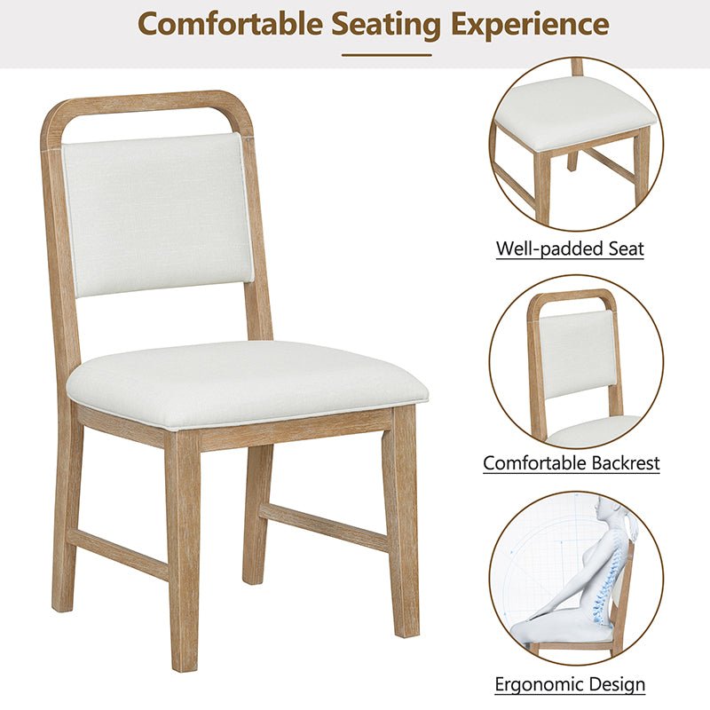 Bellemave® 5 - Piece Retro Dining Set, Round Table Top with Radial Wood Grain Design and 4 Upholstered Chairs - Bellemave