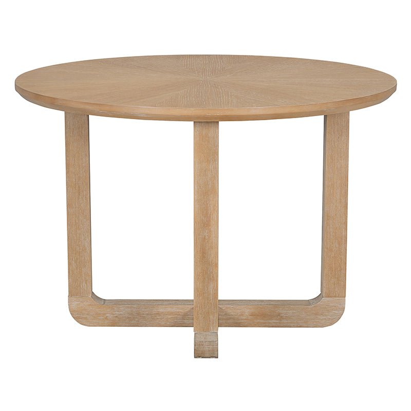 Bellemave® 5 - Piece Retro Dining Set, Round Table Top with Radial Wood Grain Design and 4 Upholstered Chairs - Bellemave