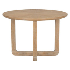Bellemave® 5 - Piece Retro Dining Set, Round Table Top with Radial Wood Grain Design and 4 Upholstered Chairs - Bellemave