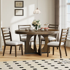 Bellemave® 5 - Piece Retro Rustic Functional Dining Set, 1 Extendable Table with a 16" Leaf and 4 Upholstered Chairs - Bellemave