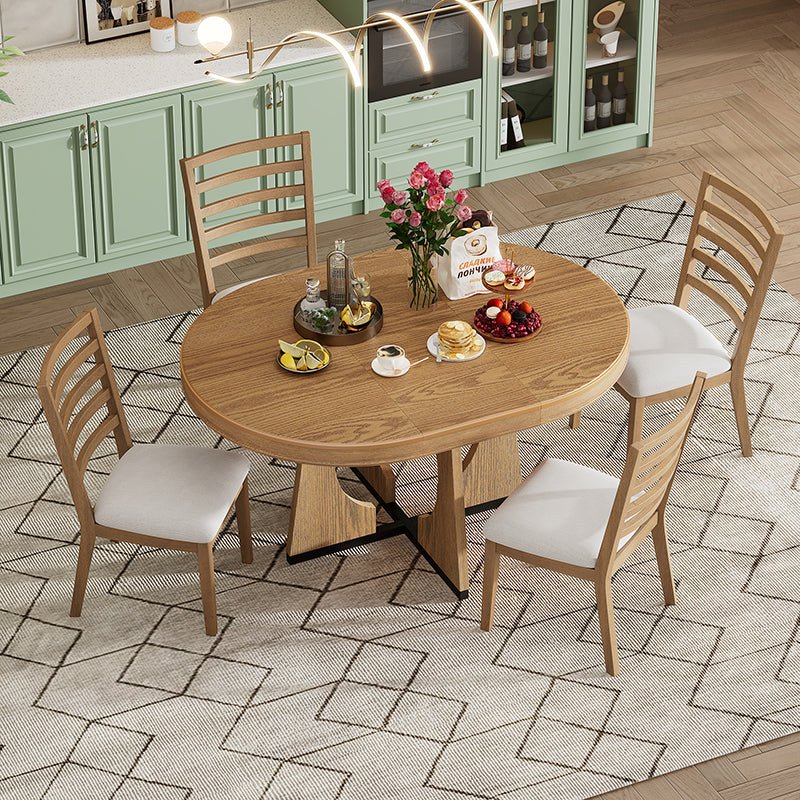 Bellemave® 5 - Piece Retro Rustic Functional Dining Set, 1 Extendable Table with a 16" Leaf and 4 Upholstered Chairs - Bellemave