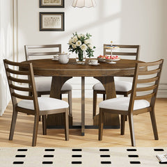 Bellemave® 5 - Piece Retro Rustic Functional Dining Set, 1 Extendable Table with a 16" Leaf and 4 Upholstered Chairs - Bellemave