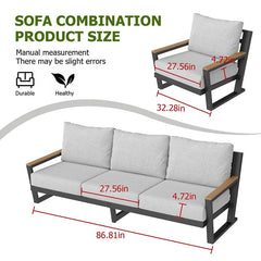 Bellemave® 5 Seats Patio Furniture Set Sectional Waterproof Sofa with Conversation Set Table with Upgrade and Washable Cushion Grey - Bellemave
