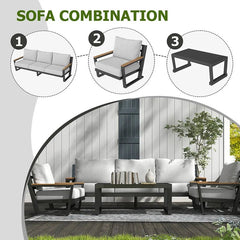 Bellemave® 5 Seats Patio Furniture Set Sectional Waterproof Sofa with Conversation Set Table with Upgrade and Washable Cushion Grey - Bellemave