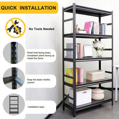 Bellemave® 5 - Tier Adjustable Heavy Duty Metal Shelving - Bellemave