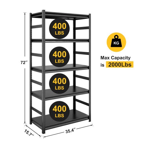 Bellemave® 5 - Tier Adjustable Heavy Duty Metal Shelving - Bellemave