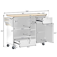 Bellemave® 50.8" Kitchen Island Cart with Storage Cabinet and Two Locking Wheels - Bellemave