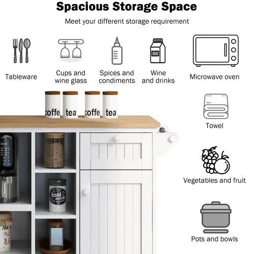 Bellemave® 50.8" Kitchen Island Cart with Storage Cabinet and Two Locking Wheels - Bellemave