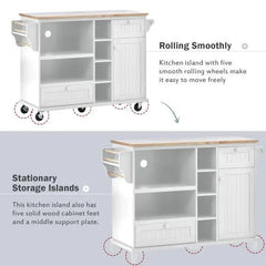 Bellemave® 50.8" Kitchen Island Cart with Storage Cabinet and Two Locking Wheels - Bellemave