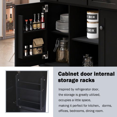 Bellemave® 53.1" Kitchen Cart with Rubber Wood Drop - Leaf Countertop ,Cabinet door internal storage racks,Storage Cabinet and 3 Drawers - Bellemave