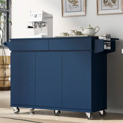 Bellemave® 53.2" Rolling Kitchen Island on Wheels with Adjustable Shelves, Drop Leaf and Spice Rack, Towel Rack and 2 Drawers - Bellemave