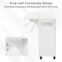 Bellemave® 53.2" Rolling Kitchen Island on Wheels with Adjustable Shelves, Drop Leaf and Spice Rack, Towel Rack and 2 Drawers - Bellemave
