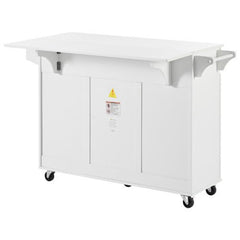 Bellemave® 53.2" Rolling Kitchen Island on Wheels with Adjustable Shelves, Drop Leaf and Spice Rack, Towel Rack and 2 Drawers - Bellemave