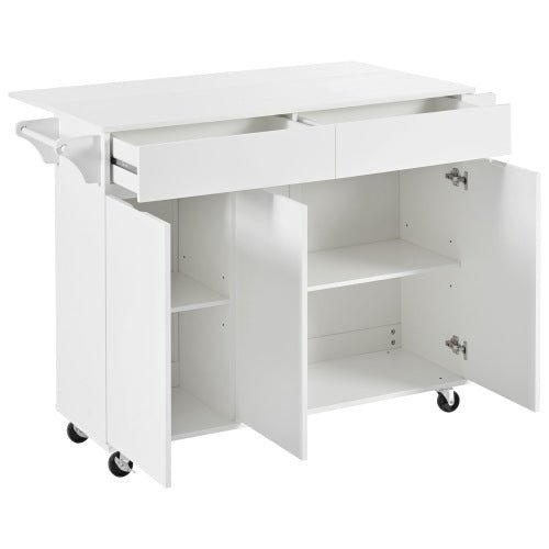 Bellemave® 53.2" Rolling Kitchen Island on Wheels with Adjustable Shelves, Drop Leaf and Spice Rack, Towel Rack and 2 Drawers - Bellemave