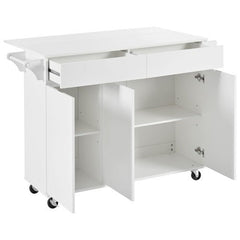 Bellemave® 53.2" Rolling Kitchen Island on Wheels with Adjustable Shelves, Drop Leaf and Spice Rack, Towel Rack and 2 Drawers - Bellemave