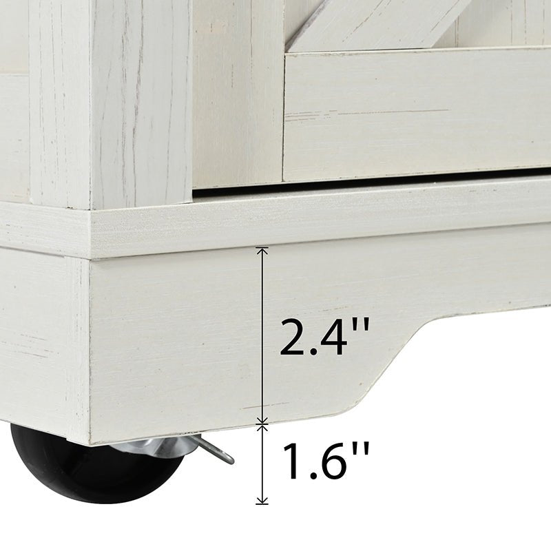 Bellemave® 53.7" Farmhouse Kitchen Island on 5 Wheels with Drop Leaf, Power Outlet, 2 Sliding Barn Door , Spice Rack - Bellemave