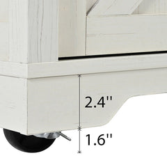 Bellemave® 53.7" Farmhouse Kitchen Island on 5 Wheels with Drop Leaf, Power Outlet, 2 Sliding Barn Door , Spice Rack - Bellemave